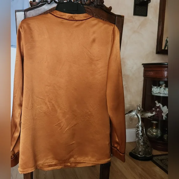 100% Silk blouse, top Marc Jacob,color brown size 6. - Picture 3 of 6